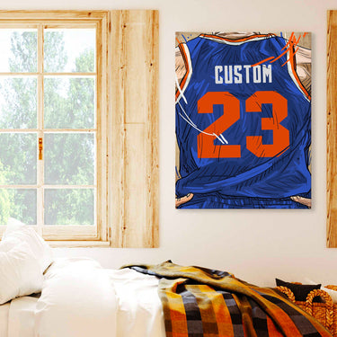 New York Knicks Jersey Custom Canvas Print Wall Art for Boy Girl Men Women Basketball Personalized Canvas Art